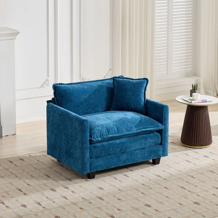 ZUBALIYA Sofa mit LED - Beleuchtung, mit Chenille - Bezug, mit Cordbezug, modular aufgebaut, aus Chenille, für Wohnzimmer und Apartments – Bild 2