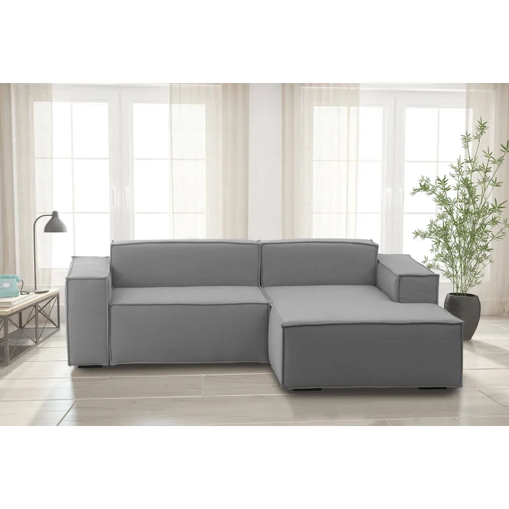 Dmora Sofa mit Halbinsel Amuleto, modulares 2-Sitzer-Sofa mit rechter Halbinsel, Stoffsofa, 100 % Made in Italy, 220 x 170 x 70 cm, Grau – Bild 2