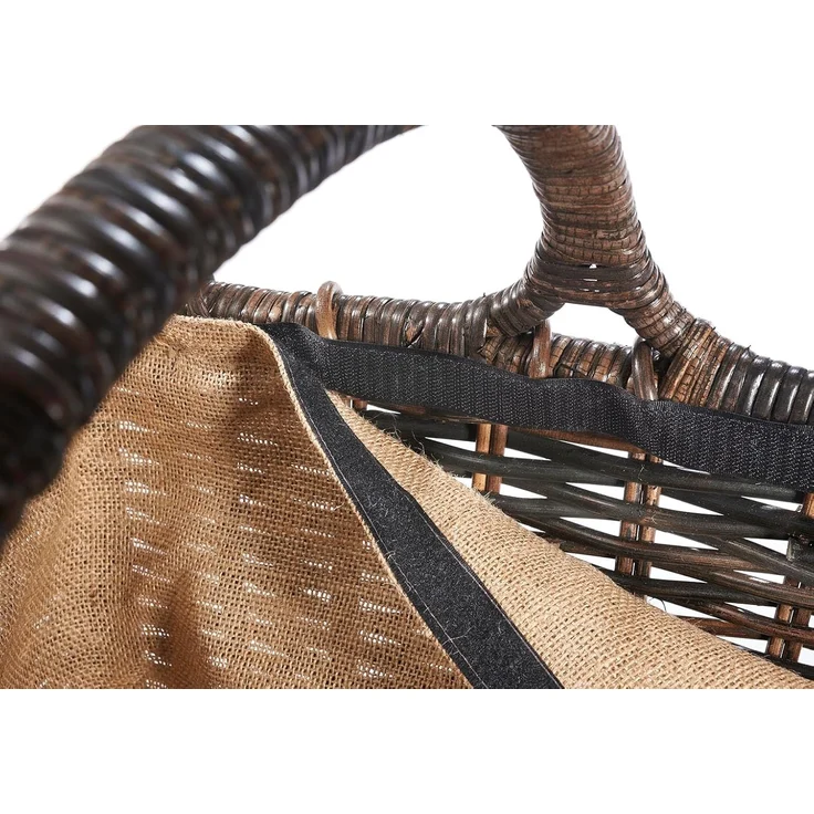 Kobolo Kaminholzkorb Holztrage krabu Rattan - abnehmbarer brauner Stoff – Bild 4