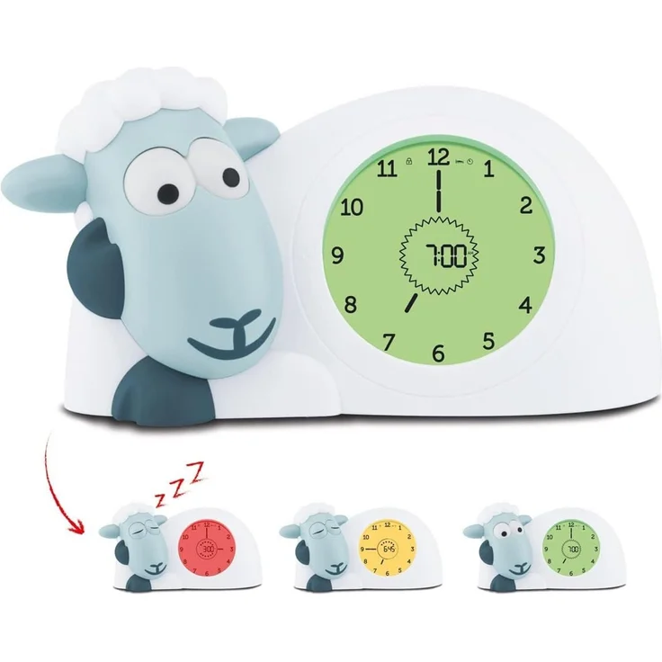 ZAZU Sam The Lamb Uhr – Schlafcoach Uhr und Nachtlicht für Kinder | Bringt Ihrem Kind mit visuellen Indikatoren bei, wann es aufwachen soll | Einstellbare Helligkeit | Automatische Abschaltung (Blau)