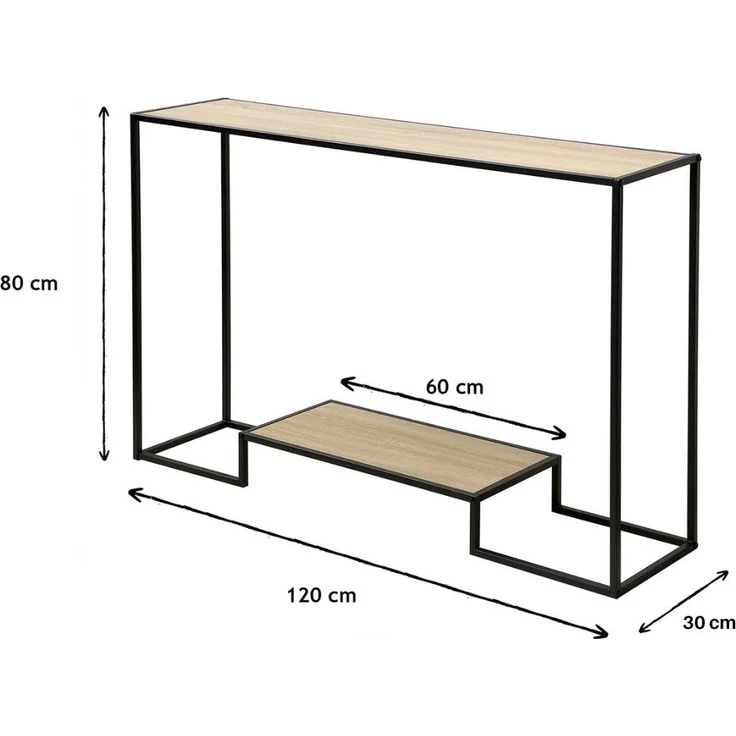 Casâme Moderne Konsole mit 2 Regalebenen im Eiche Dekor L120cm - Holzdekor Eiche – Bild 7