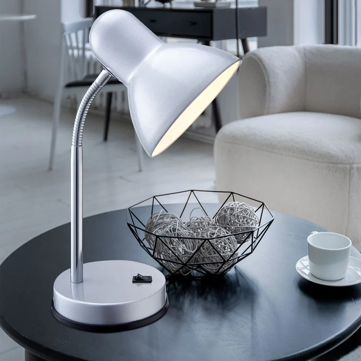Moderne Tischleuchte aus Metall silber - BASIC – Bild 2