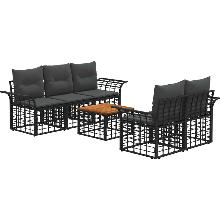 vidaXL Outdoor-Sofagarnitur 6 stk. Schwarz und Dunkelgrau 3437641 – Bild 2