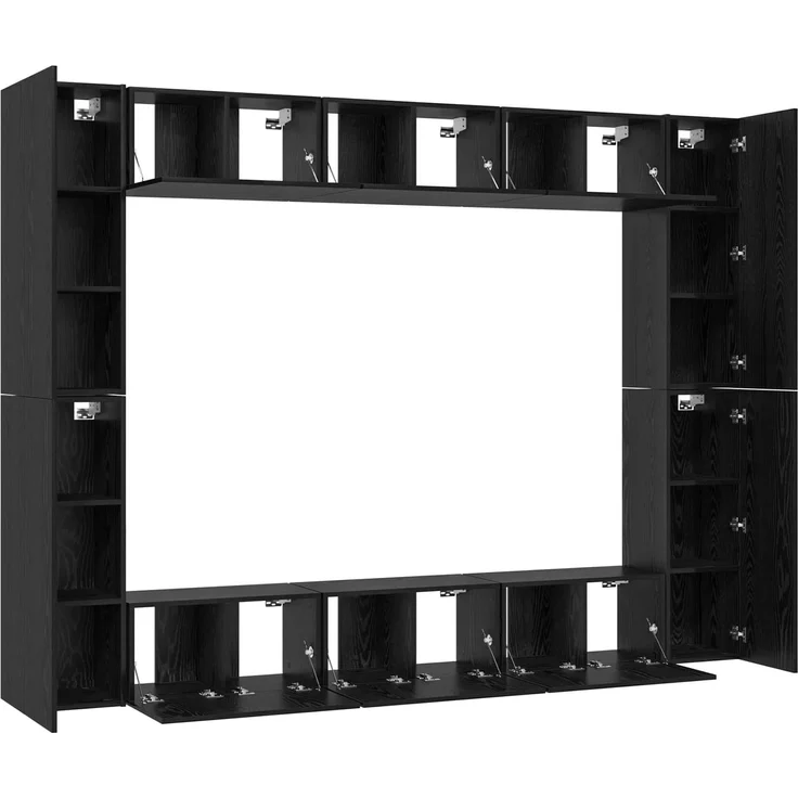 vidaXL TV-Schrankset 10 pcs Schwarz Eichen-Optik Holzwerkstoff 3393151 – Bild 6