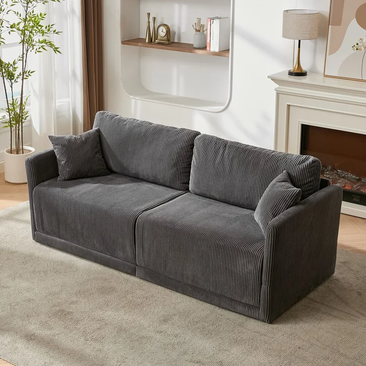 Wohnora-Moderne minimalistische Stoffsofa mit multifunktionaler Umwandlung – Komfortables Schlafsofa für Wohnzimmer, Büros und Studios, klappbares Doppelschlafsofa für kleine Wohnungen,H 84cm x T 182cm x B 88cm,Grau