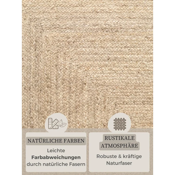 HANSE Home Teppich Juteteppich Teppich Juno, rechteckig, Höhe: 9 mm, Jute, Shape, Handgemacht, Wohnzimmerteppich, Naturteppich, Wohnzimmer – Bild 4