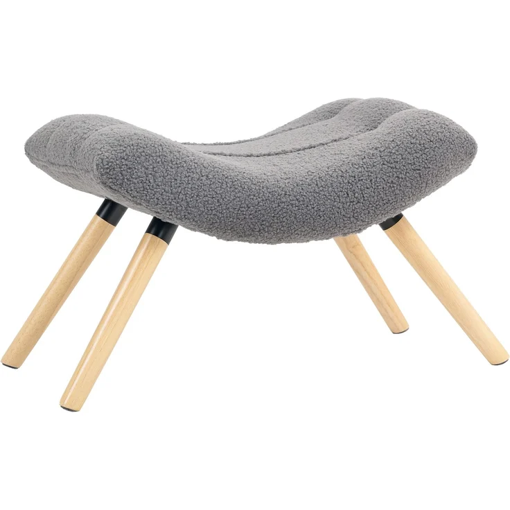 Moderner Fußhocker mit Fleece-Bezug und Holzbeinen, gepolstert, für Wohnzimmer, Schlafzimmer, Flur, Dunkelgrau--Dunkelgrau--67x45x38cm--YOUDENOVA – Bild 2