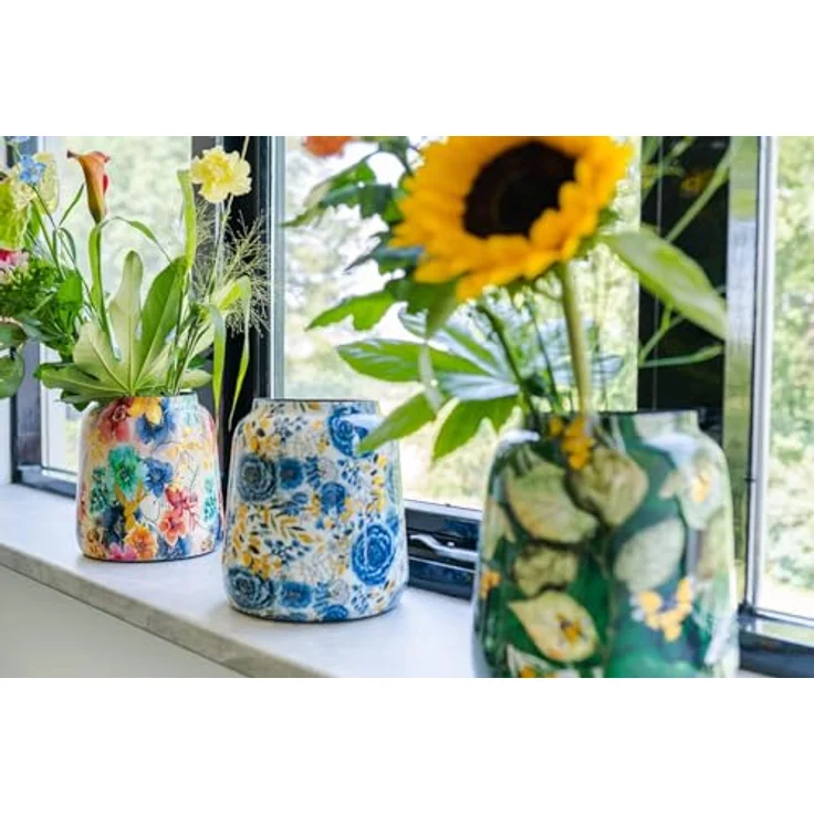 Ter Steege Blumentopf-Dekorative Vase Metall Mehrfarbig D 21 cm H 24 cm – Bild 7