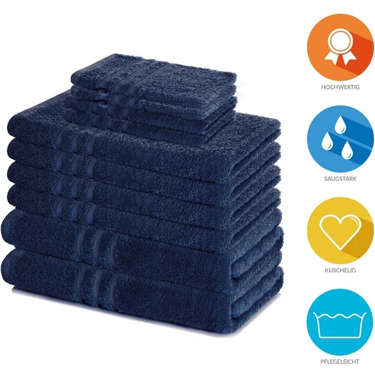 Lavea Handtuch Set Elena, Duschtücher, Handtücher, Gästetücher, Waschhandschuhe, 100% Baumwolle (Set, 10-St), Frottierserie, weich & saugstark, pflegeleicht, 500 g/m² Frottier – Bild 2