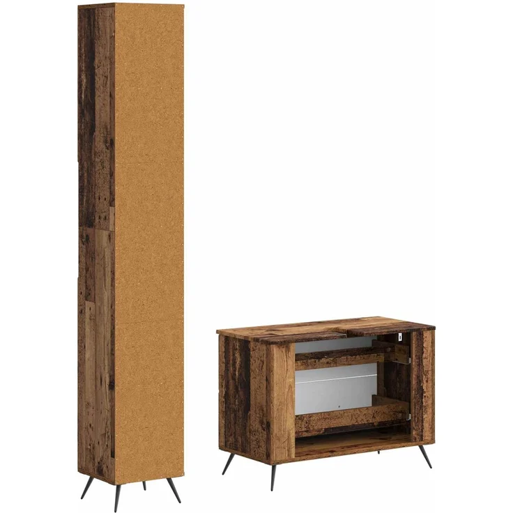 vidaXL 2-teiliges Badezimmer Schrank Set BREDA Altholz Holzwerkstoff 3417565 – Bild 4