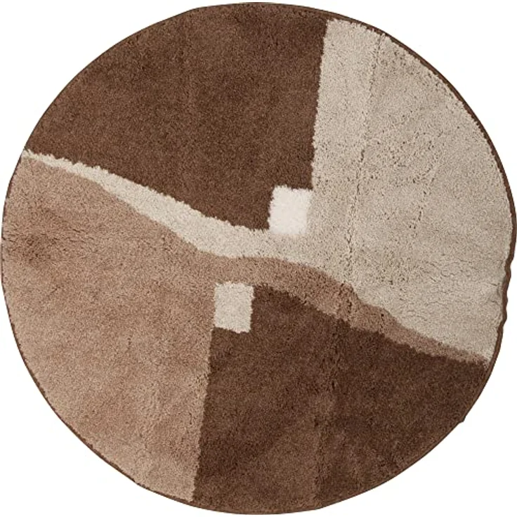 Erwin Müller Badematte Athen, rutschhemmender Badteppich in Braun, rund 90 cm Ø, kuscheliger Hochflor, für Fußbodenheizung geeignet – Bild 1