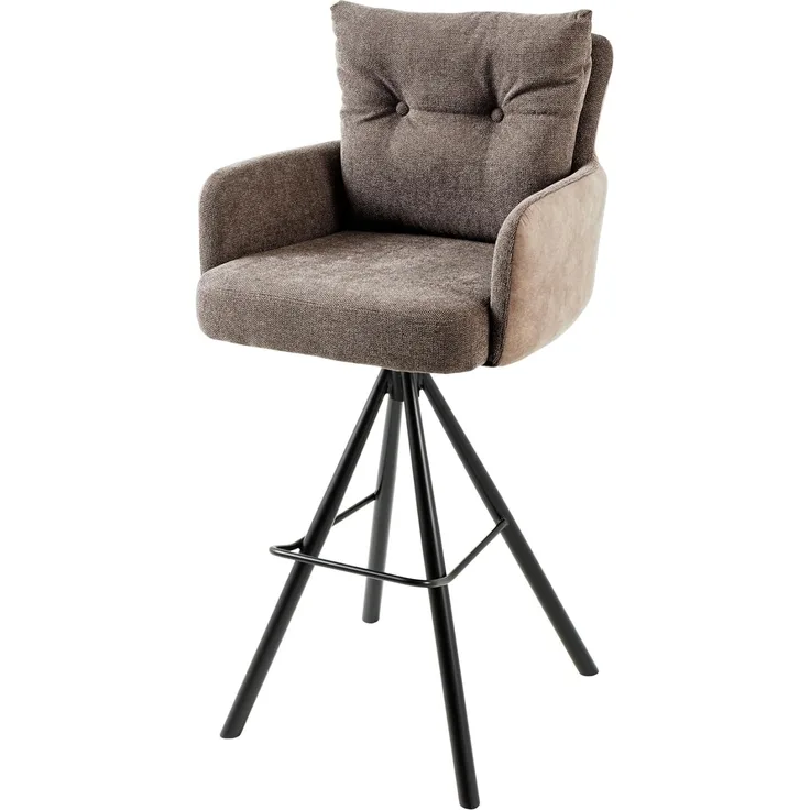 riess-ambiente Barhocker BIG GEORGE taupe / schwarz · Samt · Flachgewebe (Einzelartikel, 1 St), Tresenstuhl · Esszimmer · 360° drehbar · mit Armlehne · Federkern