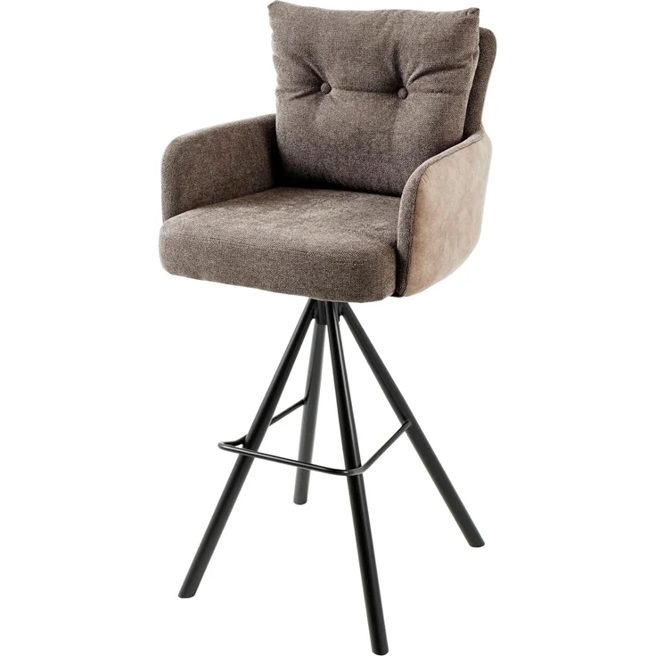 riess-ambiente Barhocker BIG GEORGE taupe / schwarz · Samt · Flachgewebe (Einzelartikel, 1 St), Tresenstuhl · Esszimmer · 360° drehbar · mit Armlehne · Federkern