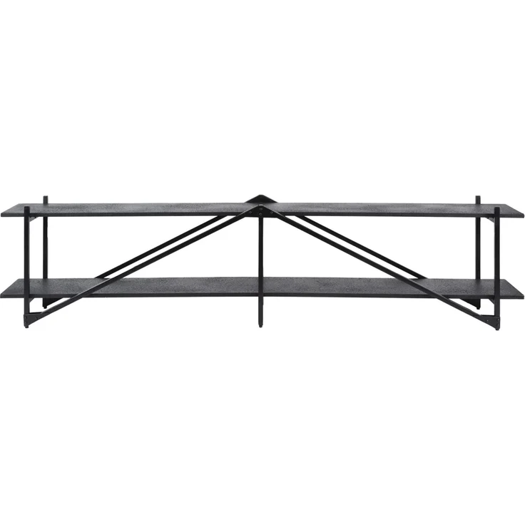 TV-Board Pouv Metalloptik, modern industriell, dunkelgrau, mit 2 festen Böden, 220 cm – Bild 3