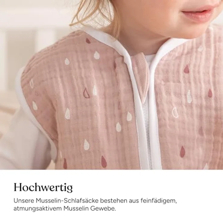 Ehrenkind® Baby Sommerschlafsack mit Füßen Musselin | aus weicher OEKO-TEX zertifizierter Bio-Baumwolle | Sommer Baby Schlafsack 1 TOG Gr. 80 Farbe Natur Regenbogen – Bild 6