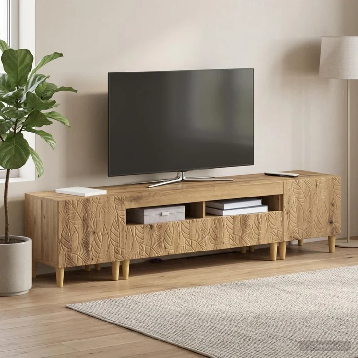 vidaXL 3-teiliges LED TV Regal DELFT Artisan-Eiche Holzwerkstoff 3416770 – Bild 1