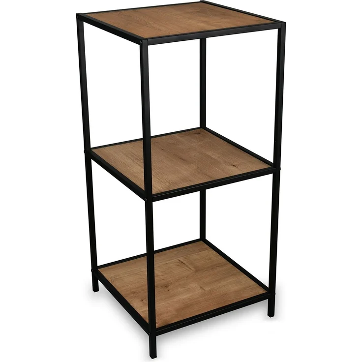 Beistelltisch AVELIN Metallgestell Schwarz, Tischplatten Holzoptik, Höhe 85cm – Bild 2