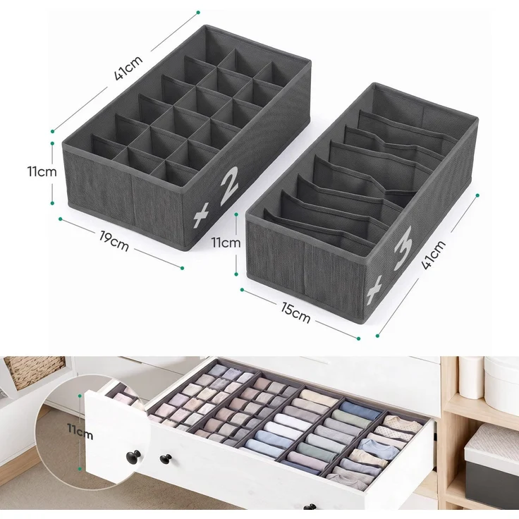 Sekey Aufbewahrungsbox Schubladen Organizer aus Vliesstoff Faltbare Aufbewahrungsboxen mit Fächer für HEMNES 108(60 Fächer) – Bild 10
