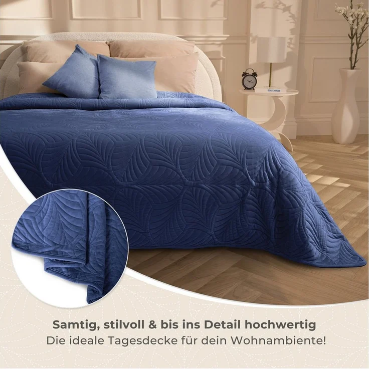 Gräfenstayn Tagesdecke Gräfenstayn Premium Tagesdecke mit nahtloser Steppung & Blatt-Design, Gräfenstayn Premium Tagesdecke mit nahtloser Steppung & Blatt-Design – Bild 3