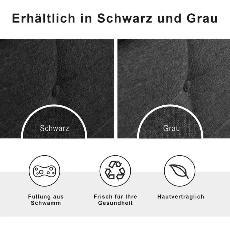 Polsterbett 140x200 cm mit LED-Beleuchtung und 4 Schubladen – inkl. Matratze, Leinenbezug in Grau – Bild 4