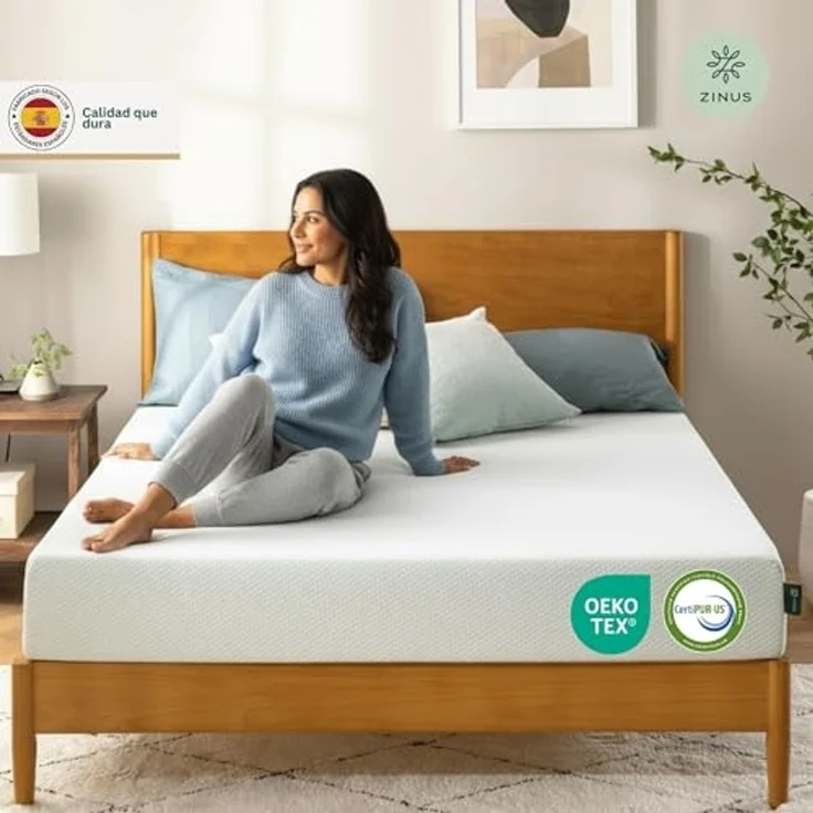 Zinus Schaumstoffmatratze, 135x190 cm, orthopädisch und ergonomisch, mittlere Festigkeit, Unterstützung von 5 Zonen, Höhe 11 cm, Öko-Tex-Zertifiziert – Bild 2