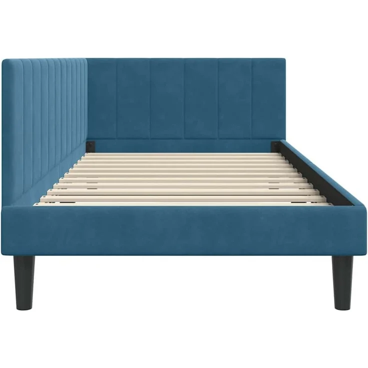 vidaXL Eckbettgestell mit Kopfteil Blau 90 cm x 200 cm Samt 42016347 – Bild 5