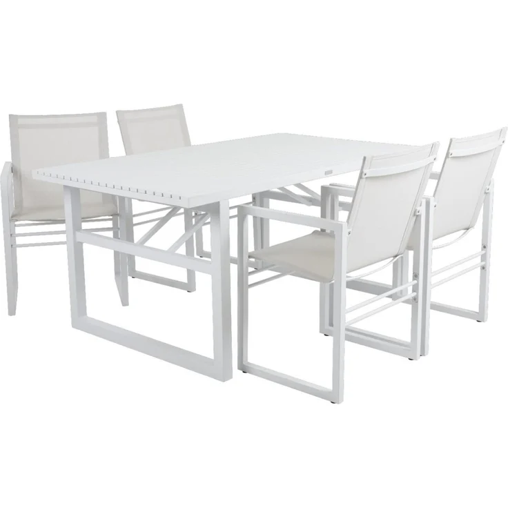 Gartenesstisch Vevi aus Aluminium, modern, weiß, 160x90 cm, für 4–6 Personen, Outdoor – Bild 6
