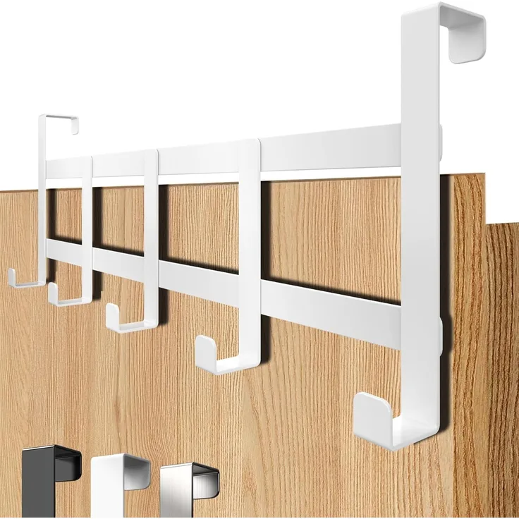 4smile Türgarderobe zum Einhängen - Universelle Türhaken für deutsche Türen, Kleiderhaken Tür - Stabile Türhakenleiste, Haken zum Einhängen als Ordnungshelfer, Fb. Weiß
