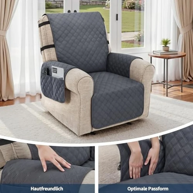 M MCombo Sesselschoner für Relaxsessel C1833 (Dunkelgrau/Mikrofaser) – Bild 2