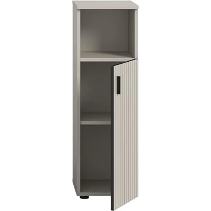 xonox. home – Badschrank Mone 30x95x30 cm in Kaschmir Nachbildung – Kompakter Standschrank mit 1 Tür & offenem Fach – Flexibler Türanschlag, Zeitloses Design & vielseitig kombinierbares Möbelstück – Bild 5