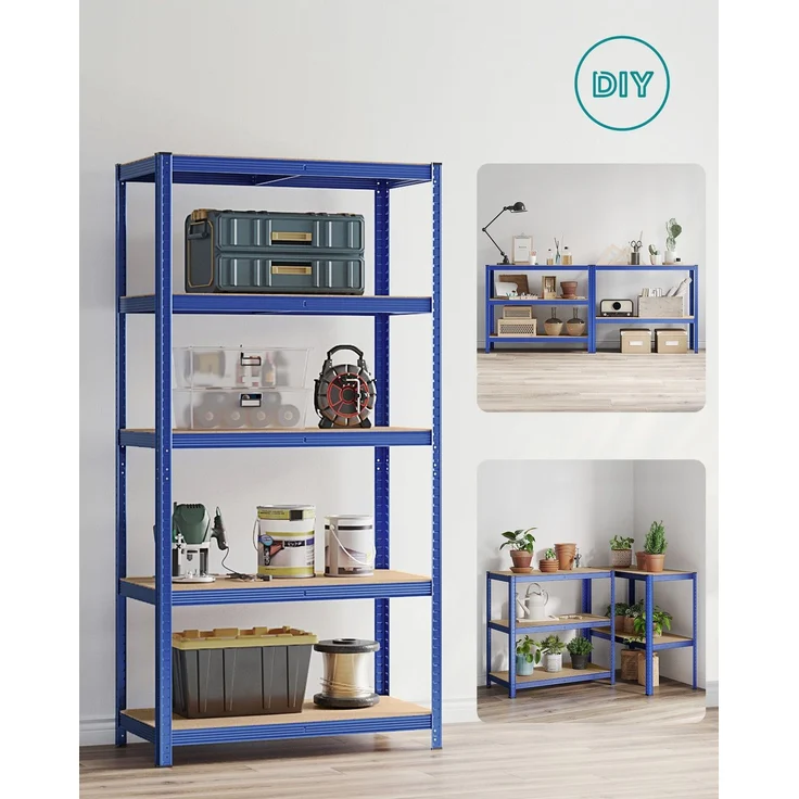 Songmics Schwerlastregal mit 5 Ablagen, Stahl / MDF, Blau, 200 x 50 x 100 cm – Bild 1