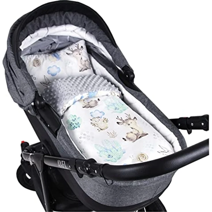 Kinderdecke BABYLUX Babydecke MINKY 2Set Kuscheldecke Decke 75 x 60cm Kinderwagen, BabyLux, MP122 - Grau + Igel – Bild 2