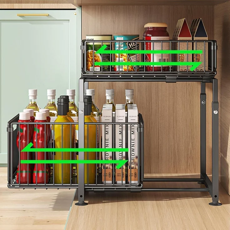 Unterschrank Organizer 2 Etagen Metall küchenregal Badezimmer Arbeitsplatte – Bild 3