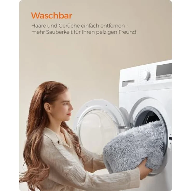Feandrea Hundebett, Hundekissen, Flauschige Hundematte, Langer Plüsch, 65 x 45 cm, weiche Polsterung, maschinenwaschbar, multifunktional, Ombré-Grau PGW200G01 – Bild 7