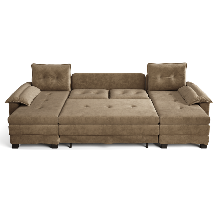 ZUBALIYA Schlafsofa 127x87 cm, mit USB - Anschluss, mit Ausziehbett, mit Chenille - Bezug, mit Samtbezug, modular aufgebaut, Weiß – Bild 22
