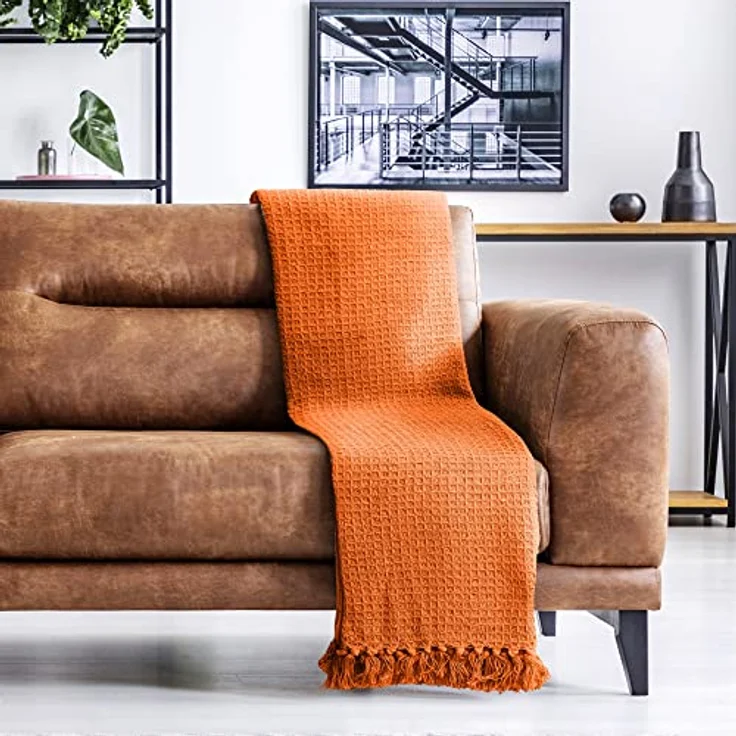 Emma Barclay Honeycomb — schlichte Überdecke für Sessel und Sofas aus recycelter Baumwolle mit Waffelstruktur, 50x60 cm (127x152 cm) – Bild 4