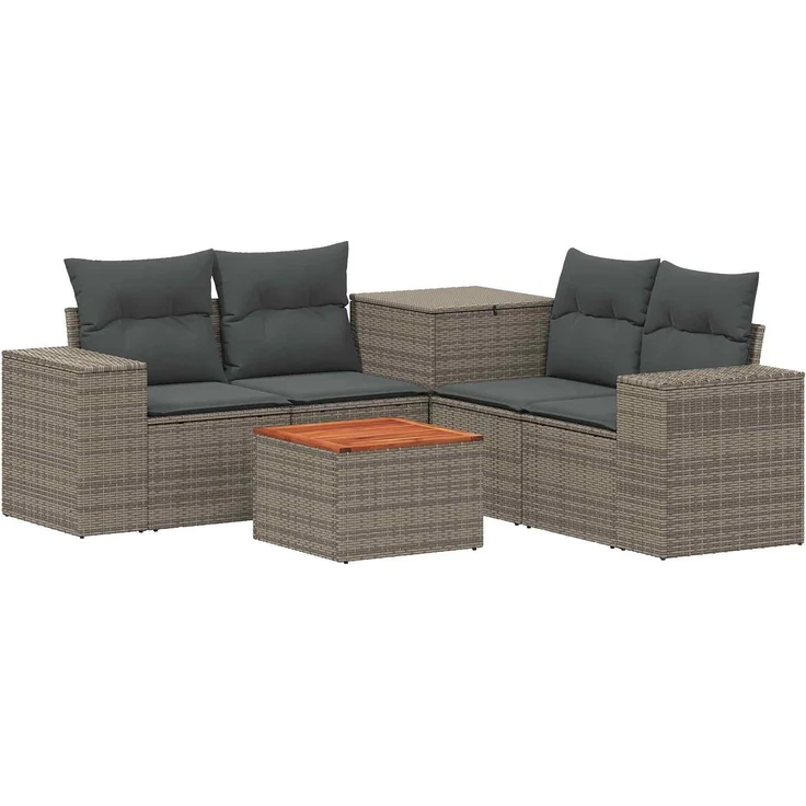 vidaXL Sofa Set 6 stk. Grau und Dunkelgrau Polyrattan und Stahl 3447570 – Bild 2