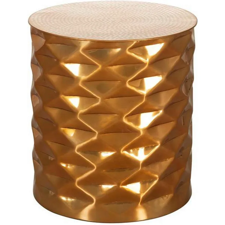 MID.YOU Couchtisch Gold, rund, Metall, 43.5x48x43.5 cm für das Wohnzimmer