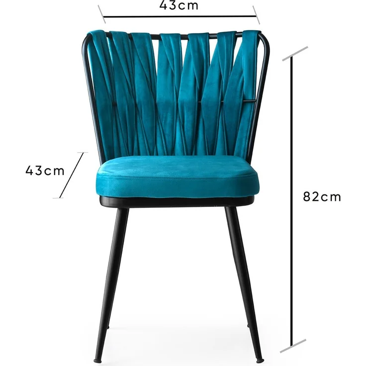 Skye Decor 'Kuşaklı - 228 V4' Stuhlset (4-teilig), Schwarz / Blau, 43 x 82 x 43 cm – Bild 7