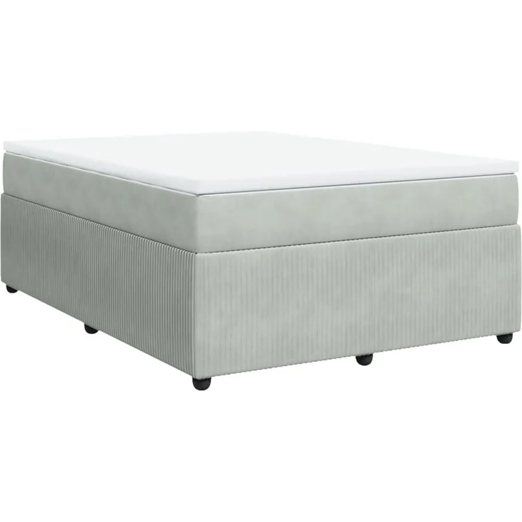 vidaXL Boxspringbett mit Matratze Hellgrau 160x200 cm Samt 3285650 – Bild 2