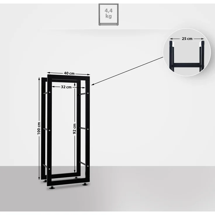 DELUKE® Kaminholzregal innen Metall SATLO - für Feuerholz Brennholzregal innen Kaminholzständer Kaminholzhalter Feuerholzregal InnenSchwarz, 25x40x100cm – Bild 2