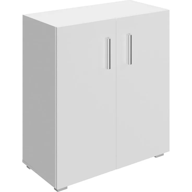 CASARIA® Bücherregal mit Türen Weiß Holz 2 Fächer 77x60x30cm Kommode Sideboard Mehrzweckschrank