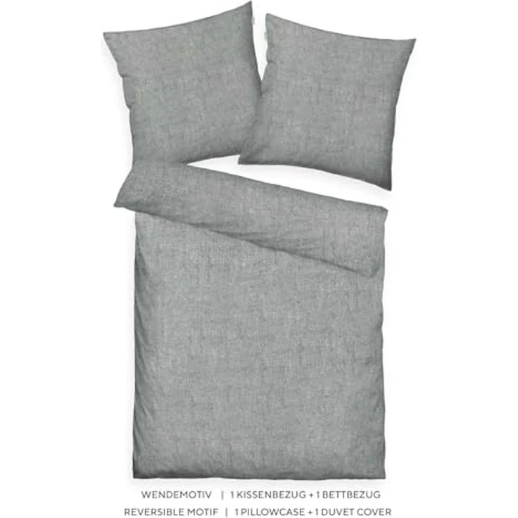 TOM TAILOR HOME Bettwäsche WOVEN MELANGE in Gr. 135x200 cm oder 155x220 cm, Flanell, 2 teilig, new bedroom, Doppelnaht am Kissen, gewebtes Label – Bild 2