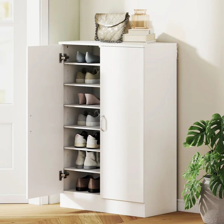 HOMCOM Schuhschrank, Spanplatte, Weiß, 70L x 35B x 108H cm – Bild 9