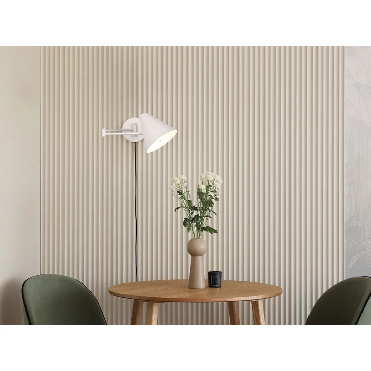 LED Wandleuchte mit Stecker, Schalter und Schwenkarm, Hellgrau, Höhe 16cm – Bild 4