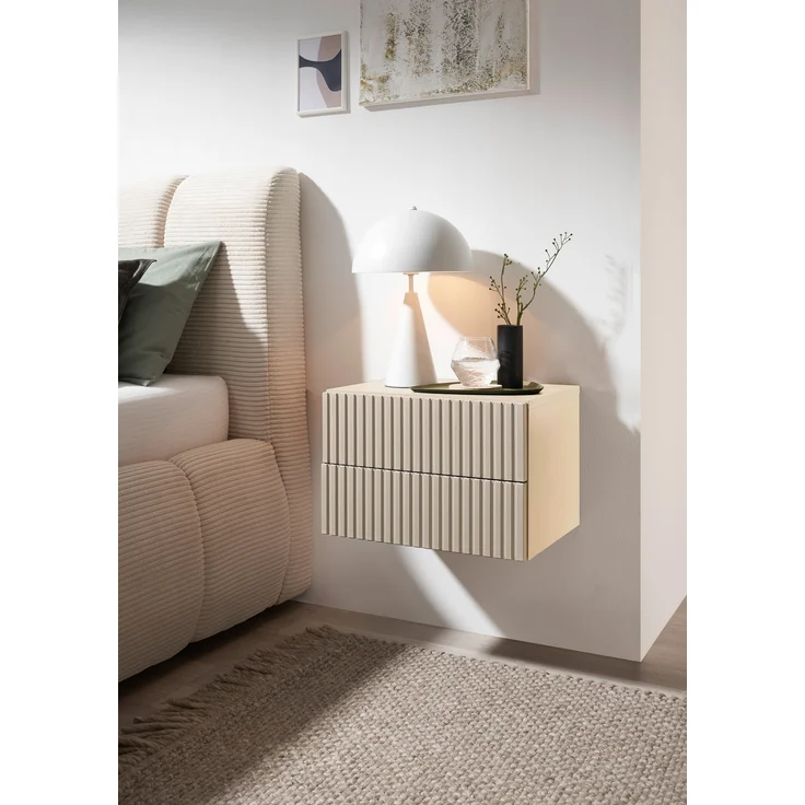 Nachtkommode >TABONI< 2 Schubladen, Wandmontage, Kaschmir - 42x28x30cm (BxHxT) – Bild 2