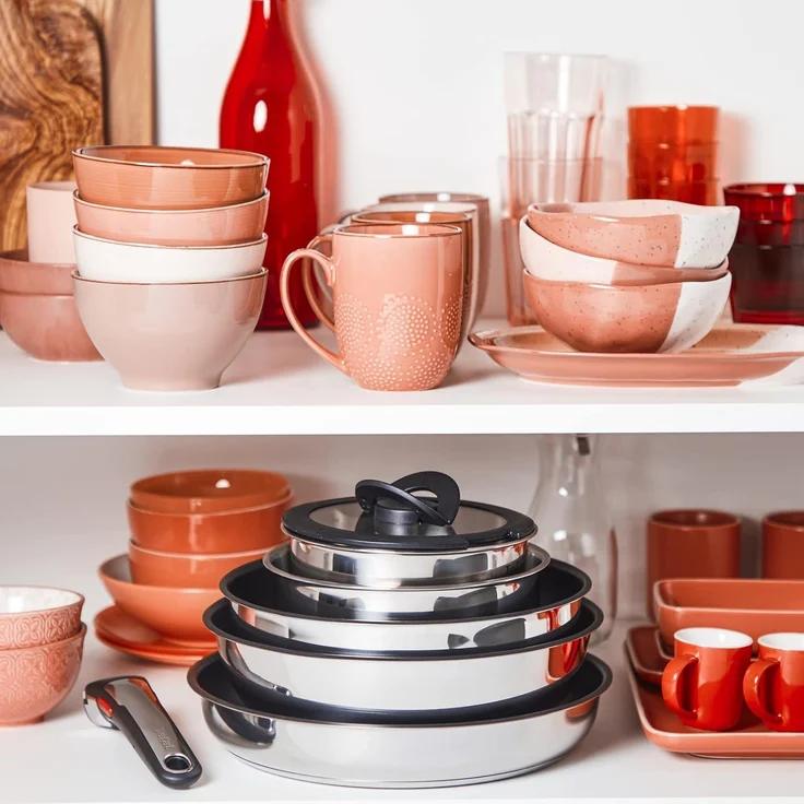 Tefal Topf-Set Ingenio Preference, Topfset Induktion, abnehmbarer Griff, platzsparend, Edelstahl (Set, 4-tlg, 3x Stielkasserollen Ø 16/18/20 cm, 1x abnehmbarer Griff), stapelbar, hochwertiger Edelstahl, für alle Herdarten geeignet, L898S4 – Bild 7