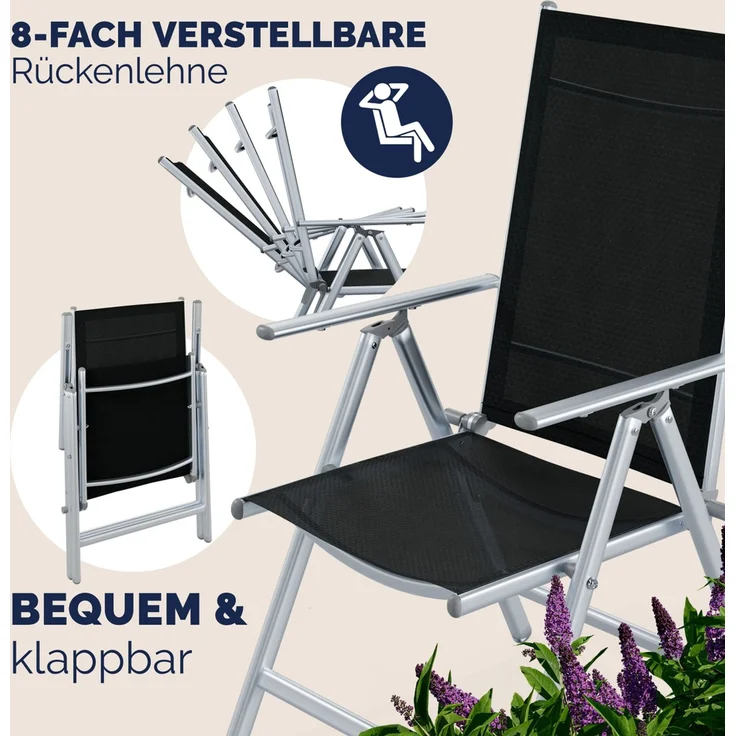CASARIA® Aluminium Sitzgruppe Bern 8+1 Verstellbare Hochlehner Silber – Bild 3