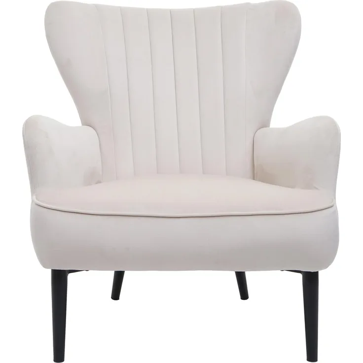 Lounge-Sessel HWC-K37, Cocktailsessel Polstersessel Sessel, Samt (280g/m²) ~ creme-beige
