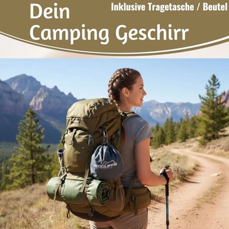 LS-LebenStil Geschirr-Set 6-teiliges Picknick-Set Tragetasche Geschirr Besteck Mehrweggeschirr (6-tlg), 1 Personen, Kunststoff, Becher Teller Besteck ideal beim Camping Wandern – Bild 5